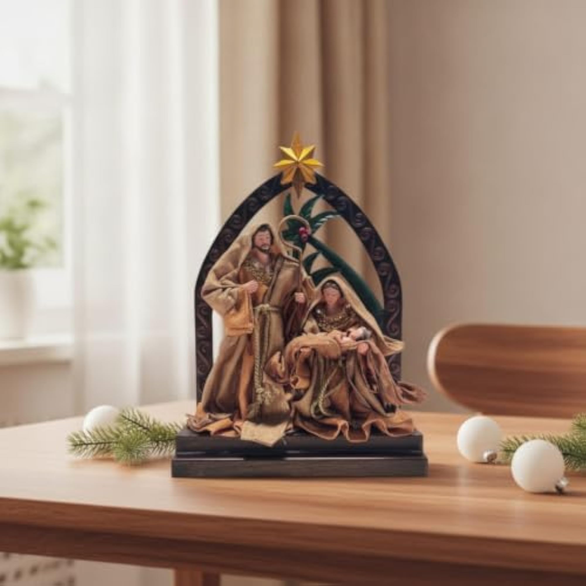 Freestanding Tabletop Figurine with Arch Artisanal-Style Decorative Figurine